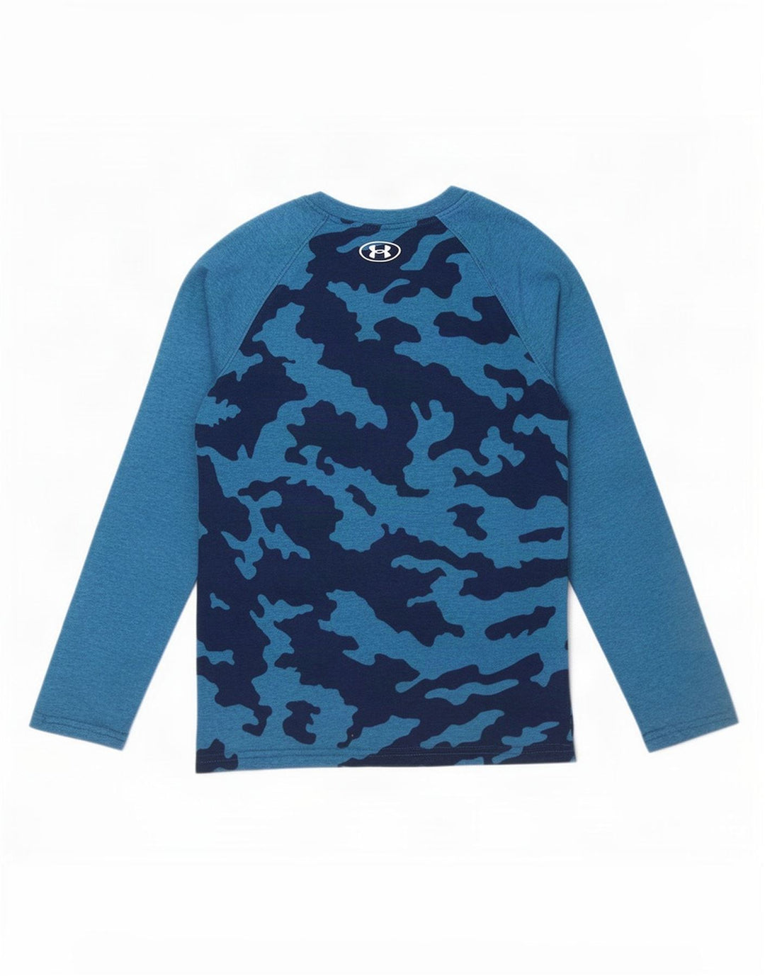 Top pentru băieți Under Armour cu mânecă lungă 9-10 ani, camuflaj albastru mediu