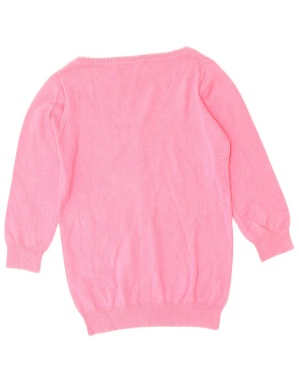 Pulover cardigan pentru femei ZARA cu mâneci 3/4 UK 8 mic bumbac roz