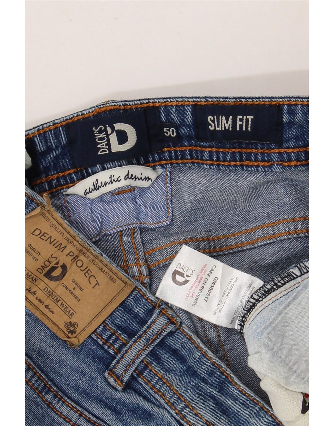 DACK'S Blugi subțiri pentru bărbați IT 50 Large W34 L31 Blue Bumbac