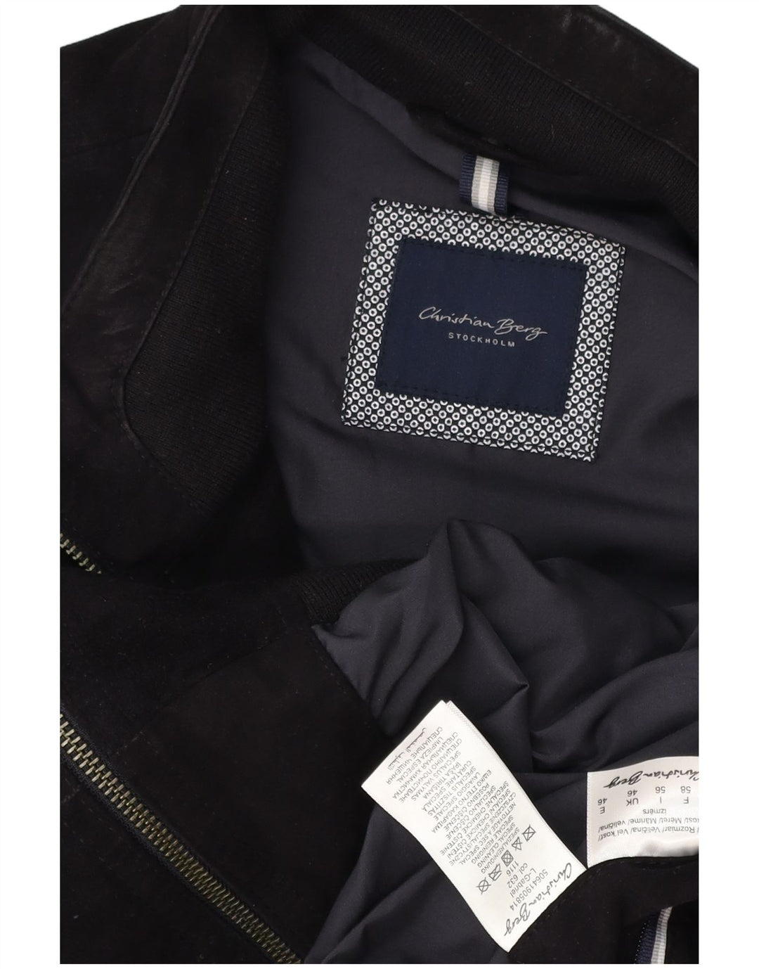 Jachetă Bomber din piele intoarsa pentru barbati Christian Berg UK 46 3XL Piele bleumarin