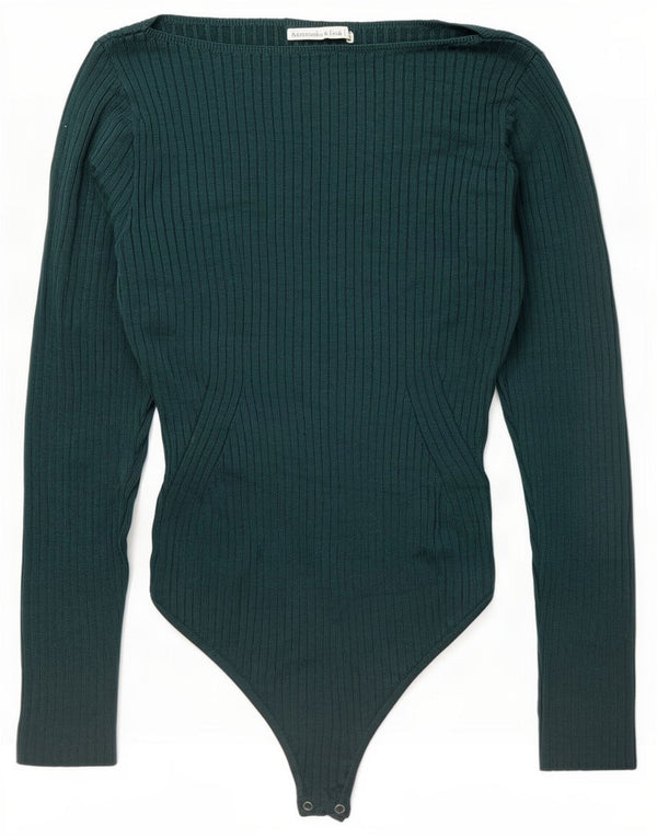 Body cu mânecă lungă pentru femei Abercrombie & Fitch UK 14, viscoză verde medie