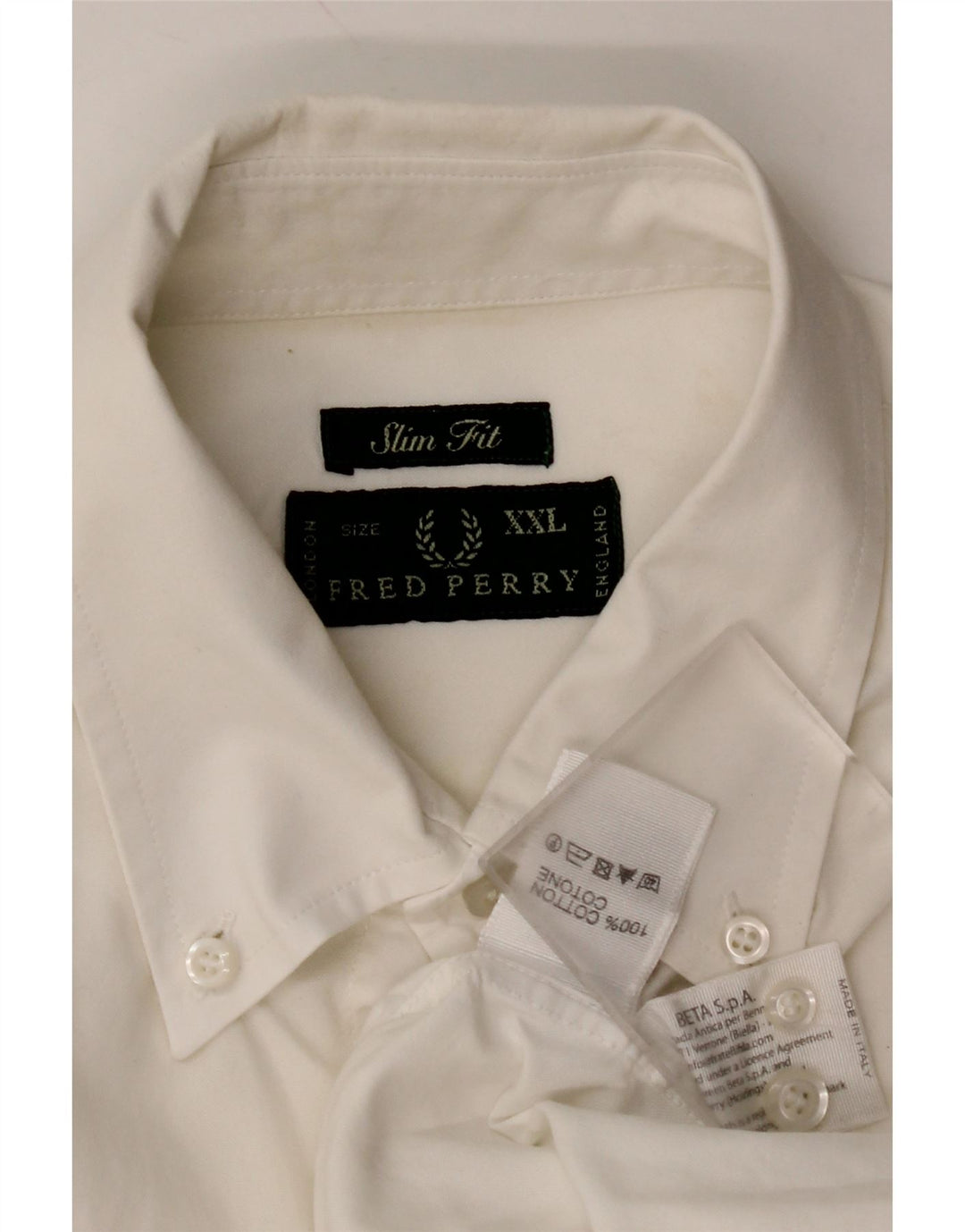 Cămașă Slim Fit FRED PERRY pentru bărbați, bumbac alb 2XL