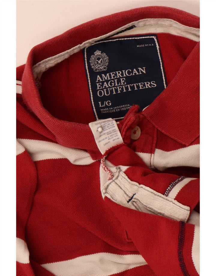 Tricou polo cu mânecă scurtă pentru bărbați American Eagle, cu dungi roșii mari