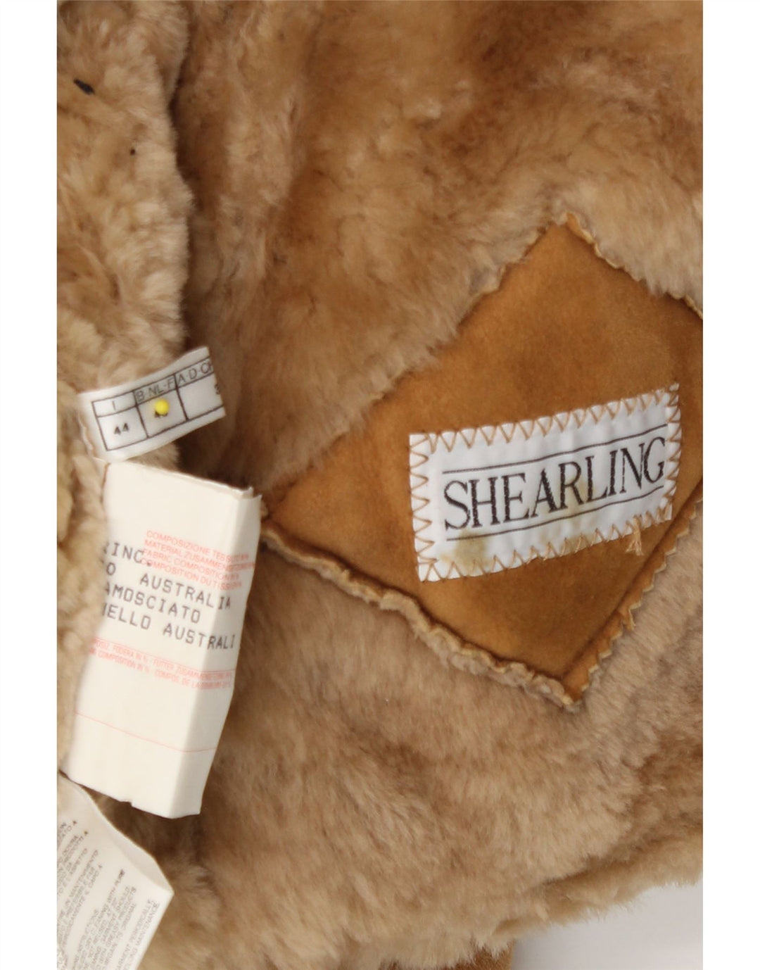 Palton din shearling vintage pentru femei, cu ajustare largi, IT 44 Medium Beige shearling