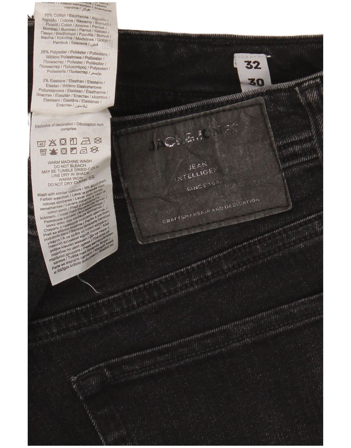 Blugi slim pentru bărbați Jack & Jones Distressed W32 L30 bumbac negru