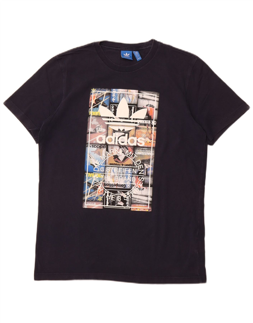 Tricou grafic pentru bărbați Adidas Top mediu din bumbac bleumarin