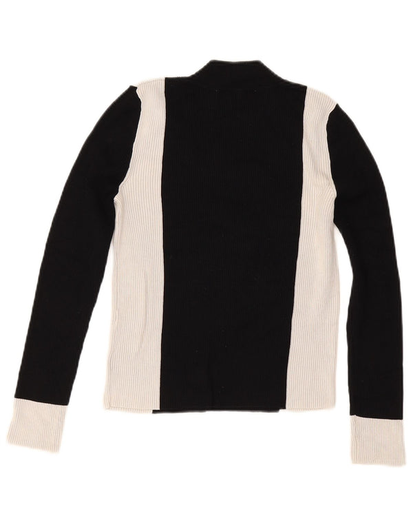 Crop Top pentru femei Zara cu mânecă lungă UK 12 Medium Black Colorblock Viscose