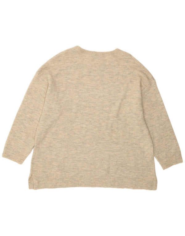 Pulover pentru femei Monsoon cu decolteu cu barca cu grafica UK 20 2XL Bej Acrilic