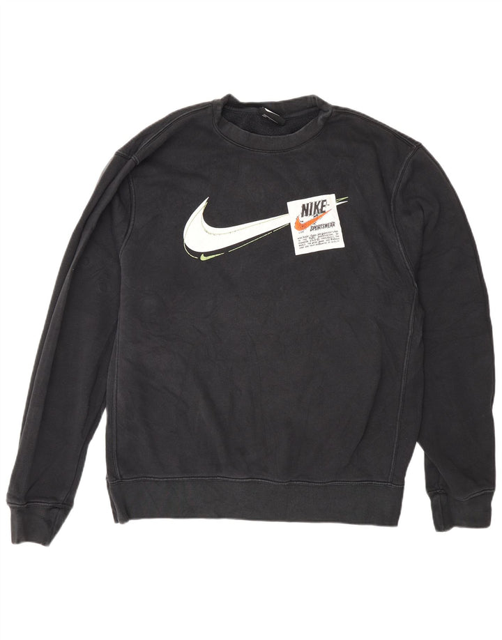 Hanorac grafic pentru bărbați Nike Pulover mediu din bumbac negru