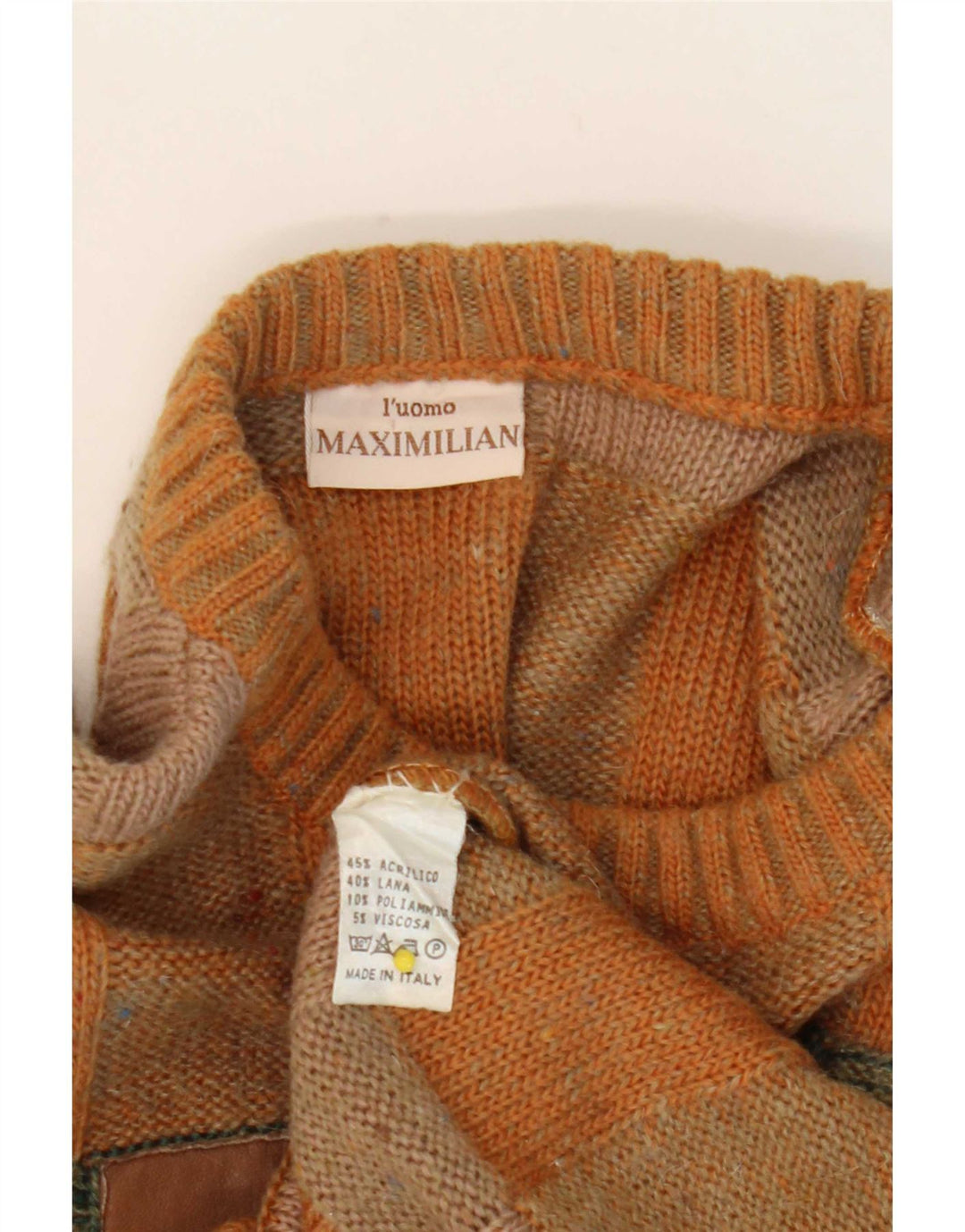 Pulover pentru bărbați Maximilian cu decolteu triplu, maro mediu, acrilic