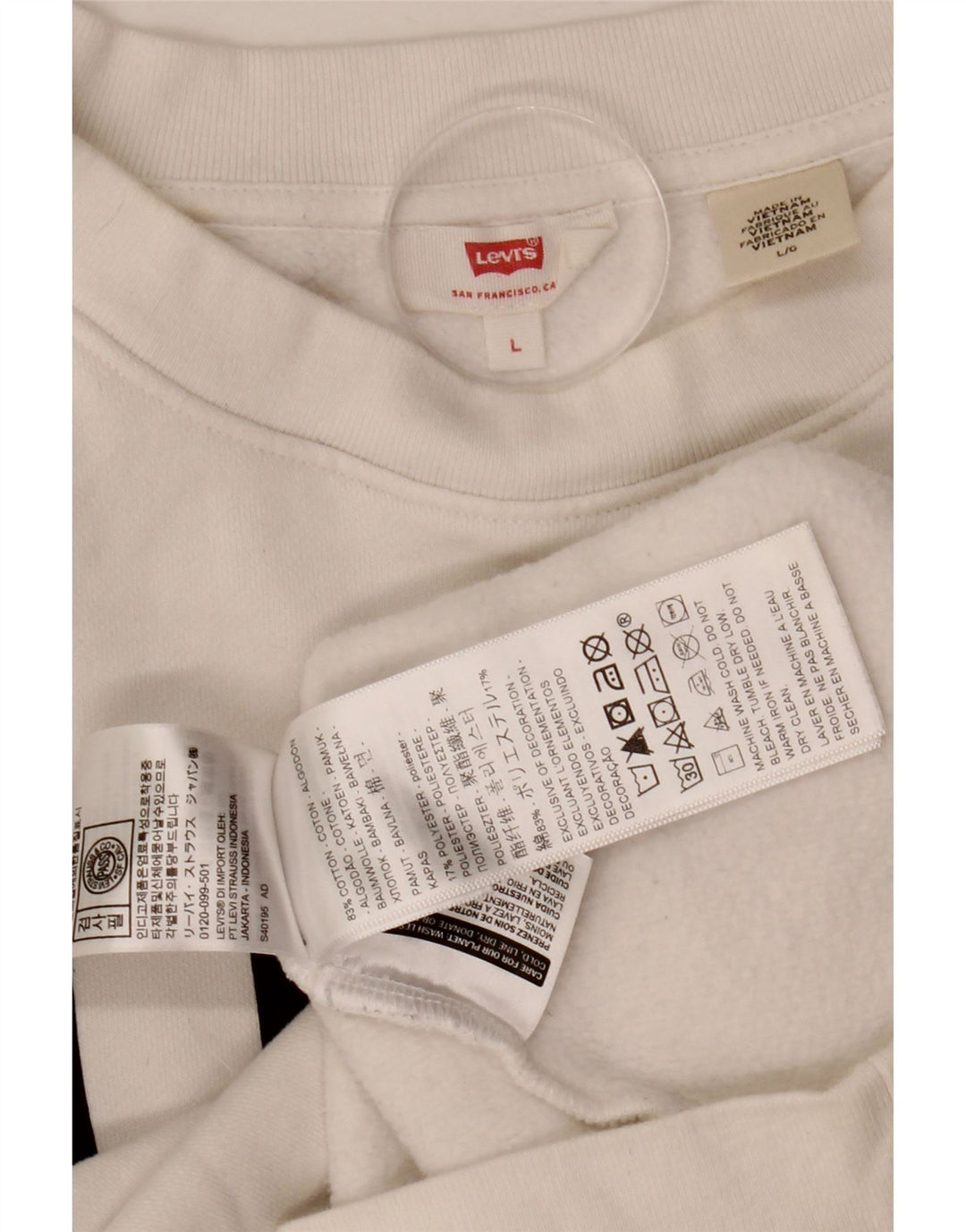 Pulover oversize Crop Graphic Levi's pentru femei UK 14 Large White
