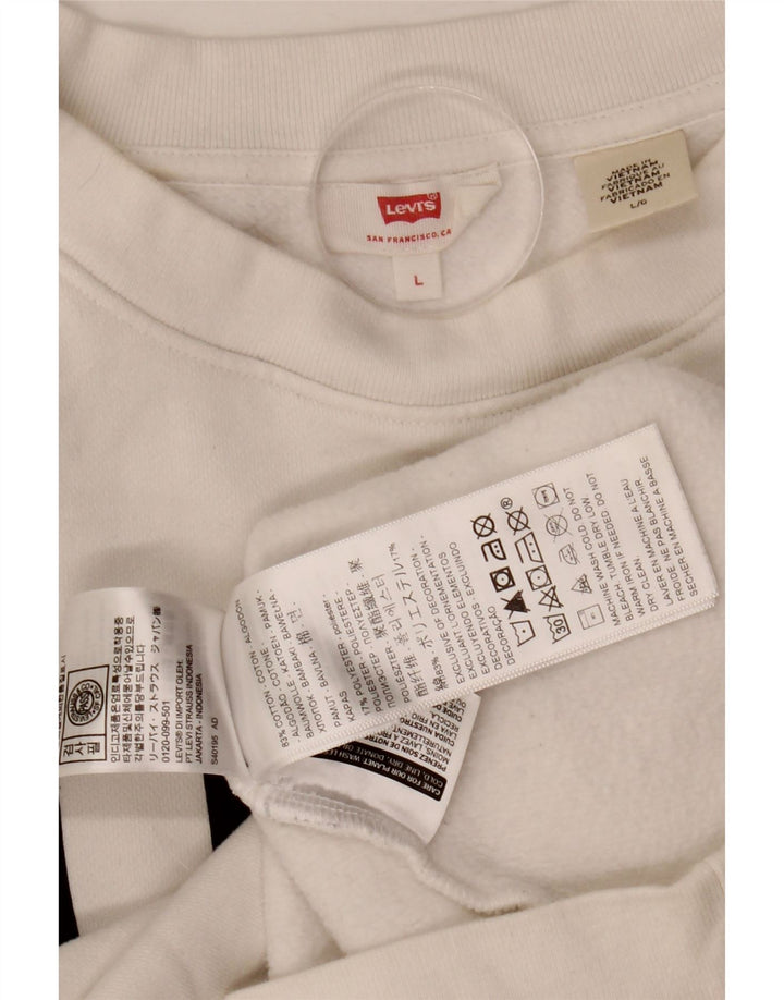 Pulover oversize Crop Graphic Levi's pentru femei UK 14 Large White