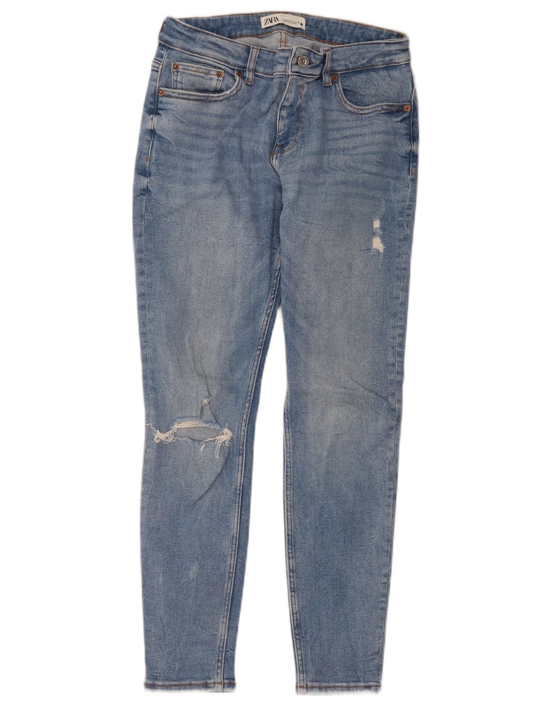 Blugi skinny distressed pentru femei Zara EU 40 Medium W30 L28 Albastru