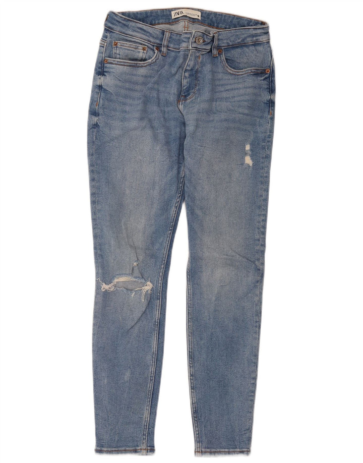 Blugi skinny distressed pentru femei Zara EU 40 Medium W30 L28 Albastru