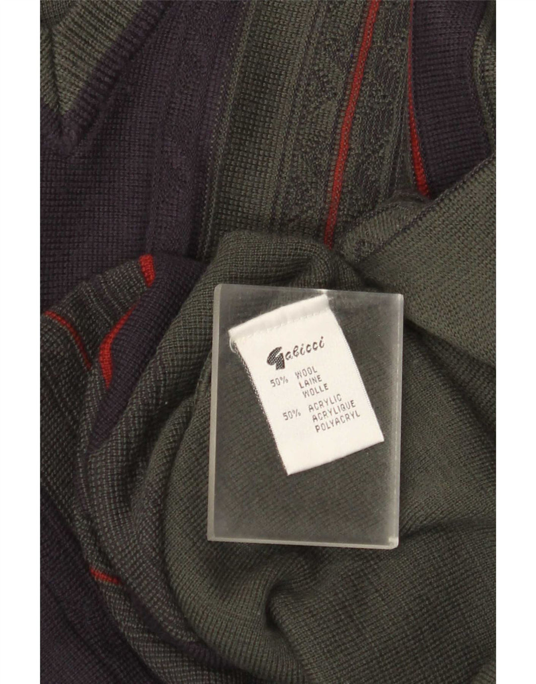 Pulover pentru bărbați Gabicci, cu decolteu în V, din lână color block kaki mediu