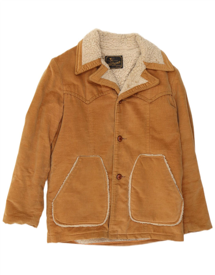 Jachetă vintage pentru bărbați Sherpa UK 40, mare, maro, bloc de culoare