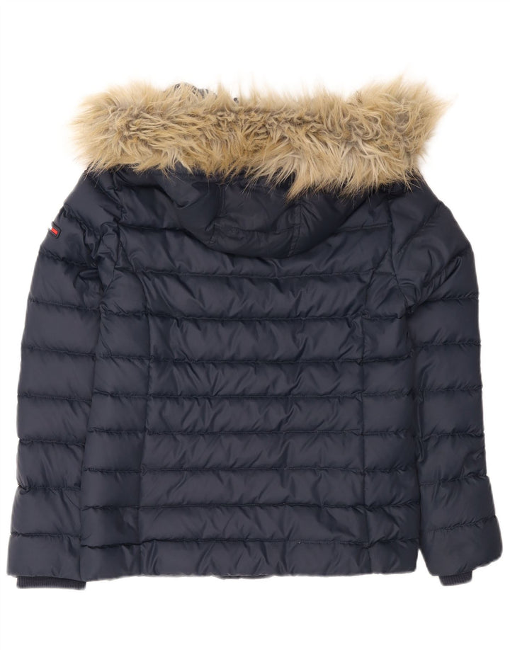 Jachetă căptușită cu glugă Tommy Hilfiger pentru femei UK 12 Poliester mediu albastru bleumarin