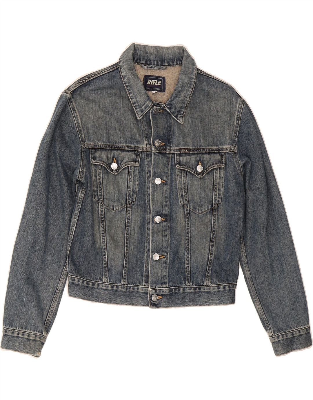 RIFLE Womens Denim Jacket UK 14 Medium Blue Cotton Vintage Rifle and Second-Hand Rifle from Messina Hembry 