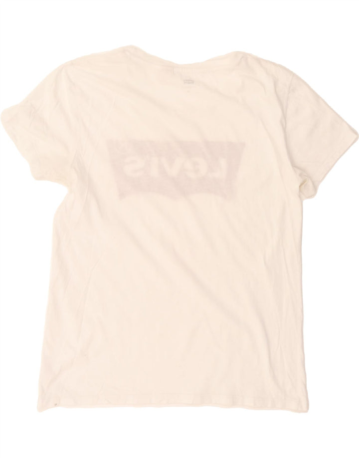 LEVI'S Womens Graphic T-Shirt Top UK 14 Medium White Cotton Vintage Levi's and Second-Hand Levi's from Messina Hembry 
