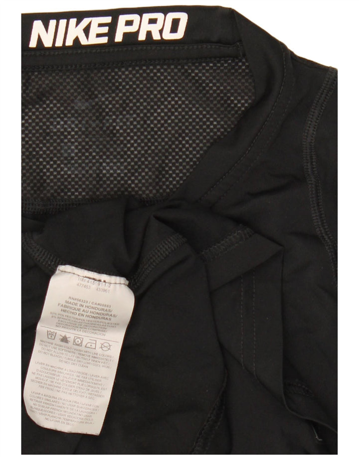 Top grafic Nike Dri Fit pentru bărbați cu mânecă lungă, poliester negru mic