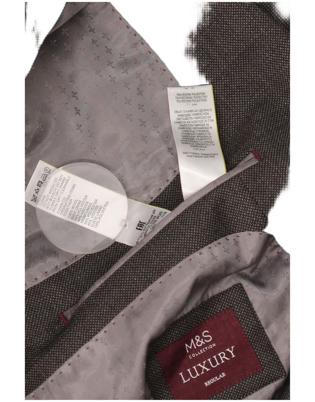 Jachetă pentru bărbați Marks & Spencer, cu 2 nasturi, cu formă regulată, 46 XL, gri
