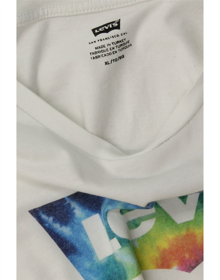 LEVI'S Mens Graphic T-Shirt Top XL White Vintage Levi's and Second-Hand Levi's from Messina Hembry 