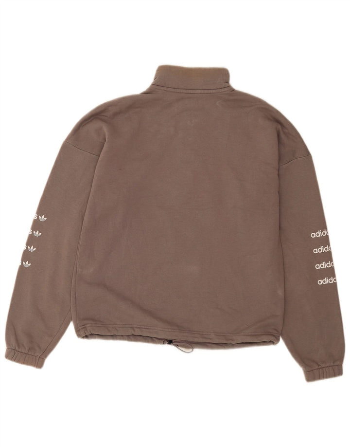Pulover adidas pentru femei supradimensionat cu grafic și gât, cu fermoar, EU 36, gri mic
