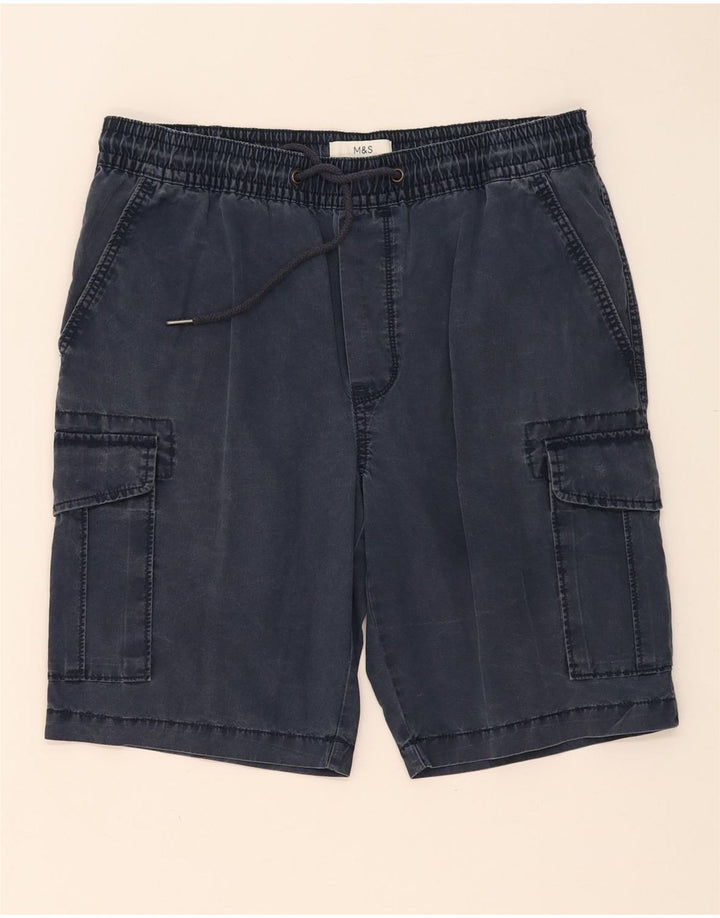 MARKS & SPENCER Pantaloni scurți cargo pentru bărbați W34 mari, bumbac bleumarin