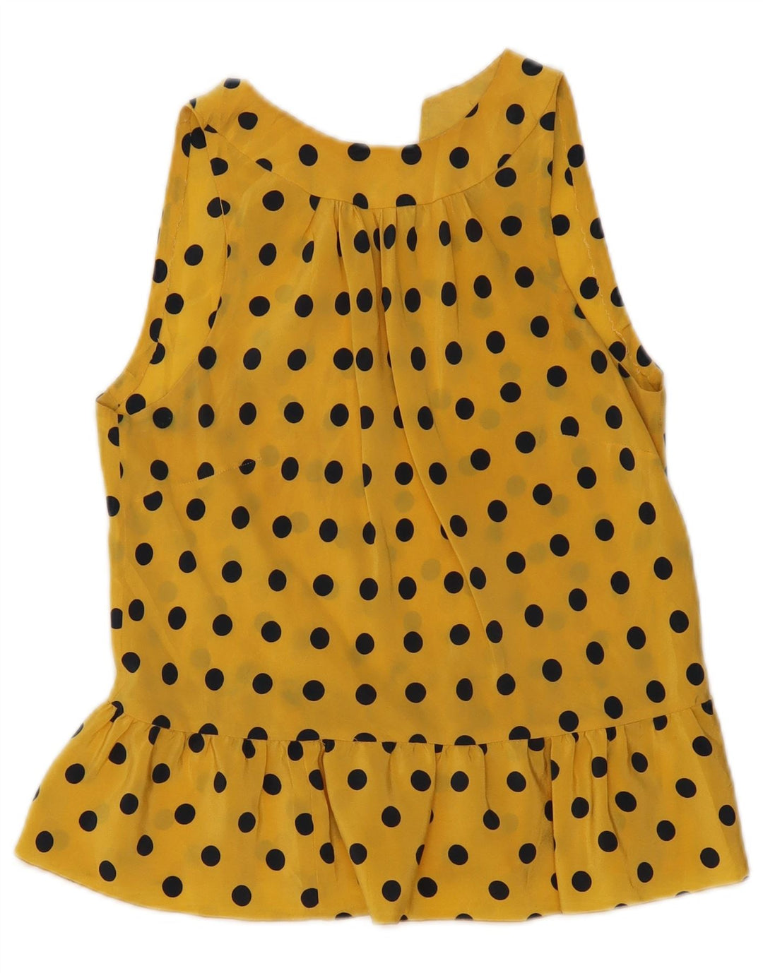 Bluză vintage fără mâneci pentru femei UK 10 mic galben buline