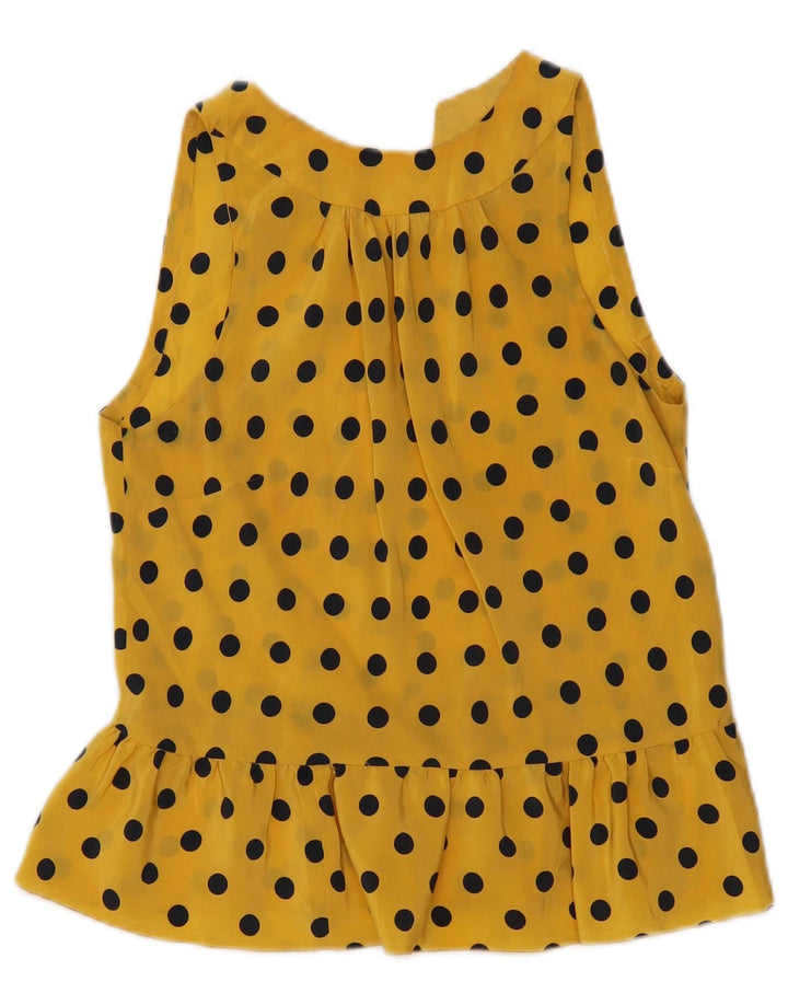 Bluză vintage fără mâneci pentru femei UK 10 mic galben buline