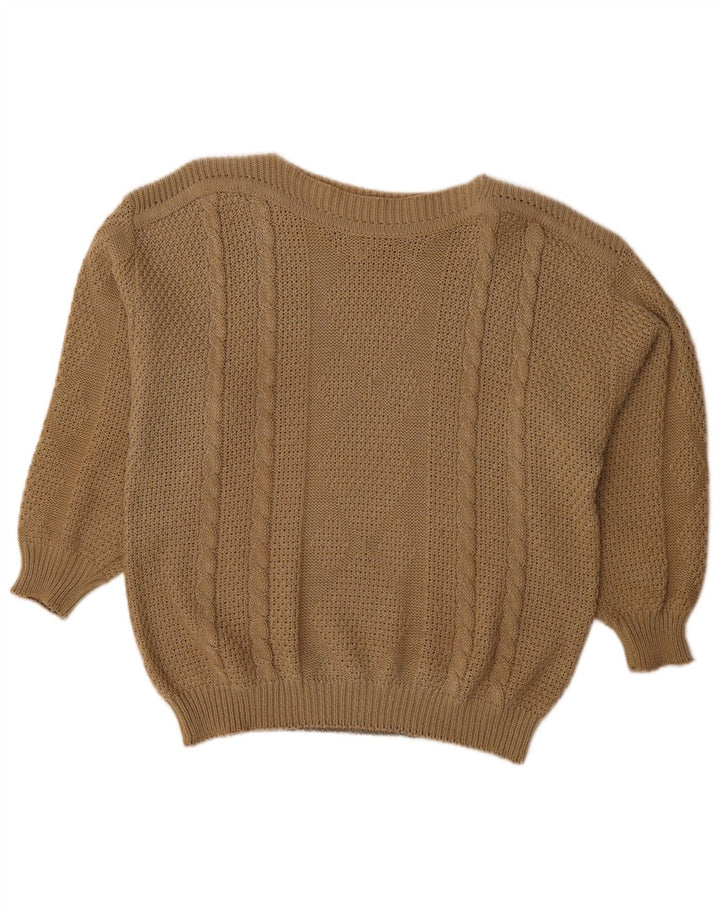 Pulover Vintage pentru femeie supradimensionat cu gât de barca EU 48 2XL maro