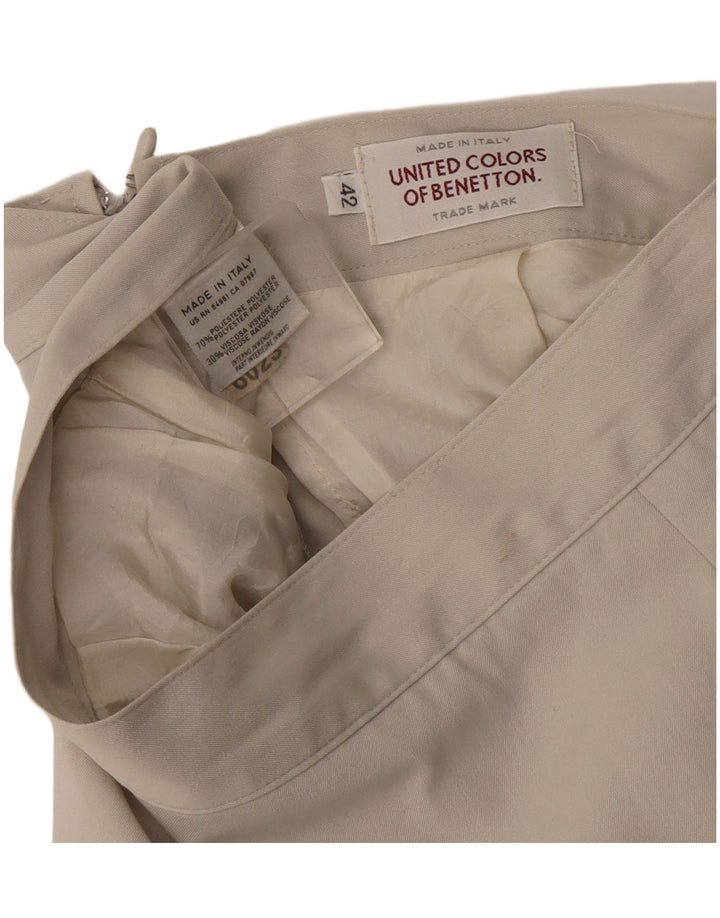 Fusta creion pentru femei Benetton IT 42 Medium W28 Bej Poliester