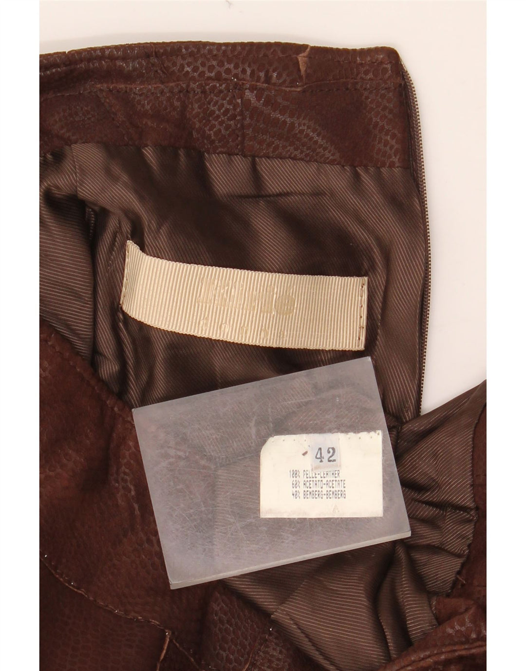 Fusta din piele pentru femei VINTAGE IT 42 Medium W30 Piele cu imprimeu animal maro