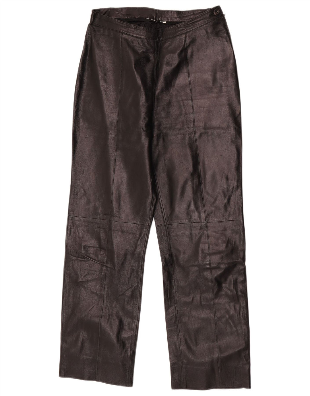 Pantaloni drepți din piele vintage pentru femei W27 L27 negru