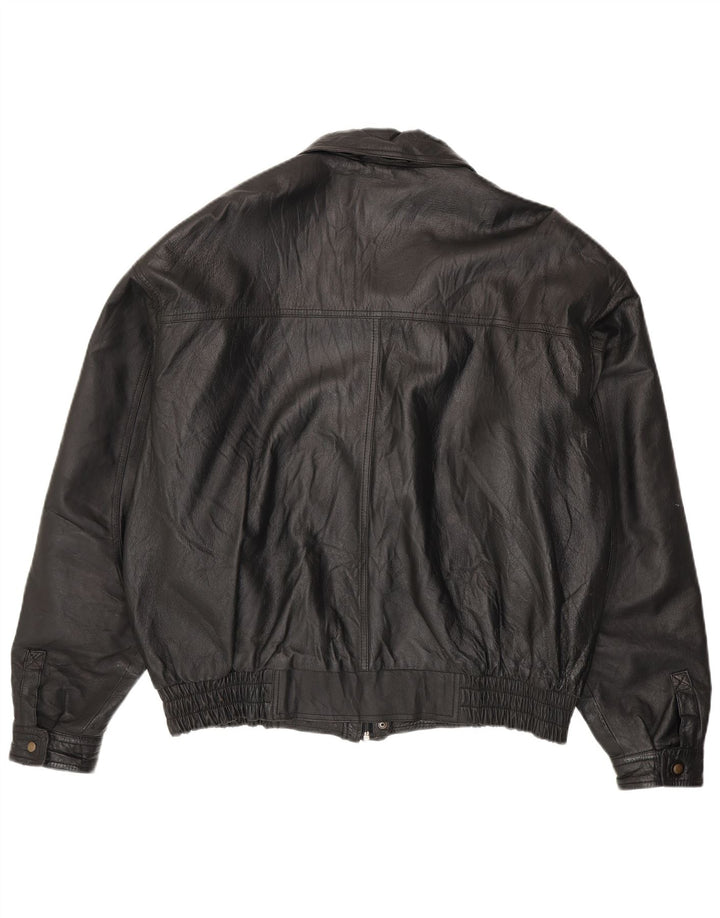 Jachetă de piele vintage pentru bărbați UK 44 2XL din piele neagră