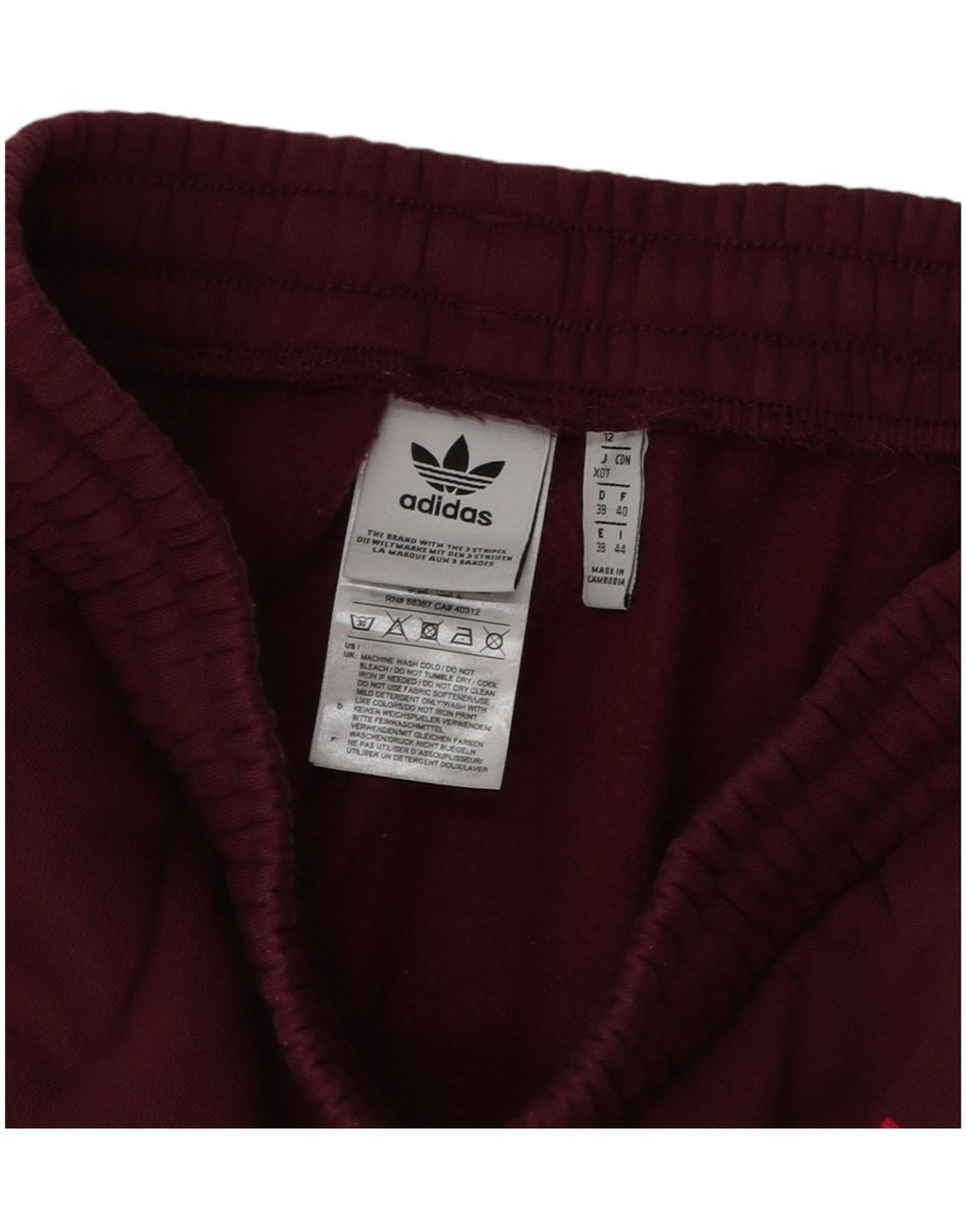 Pantaloni de trening grafic pentru femei ADIDAS Pantaloni de jogging UK 12 Burgundy mediu