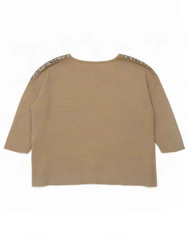 Marks & Spencer Top cu paiete pentru femei cu mâneci 3/4 UK 18 XL, viscoză aurie