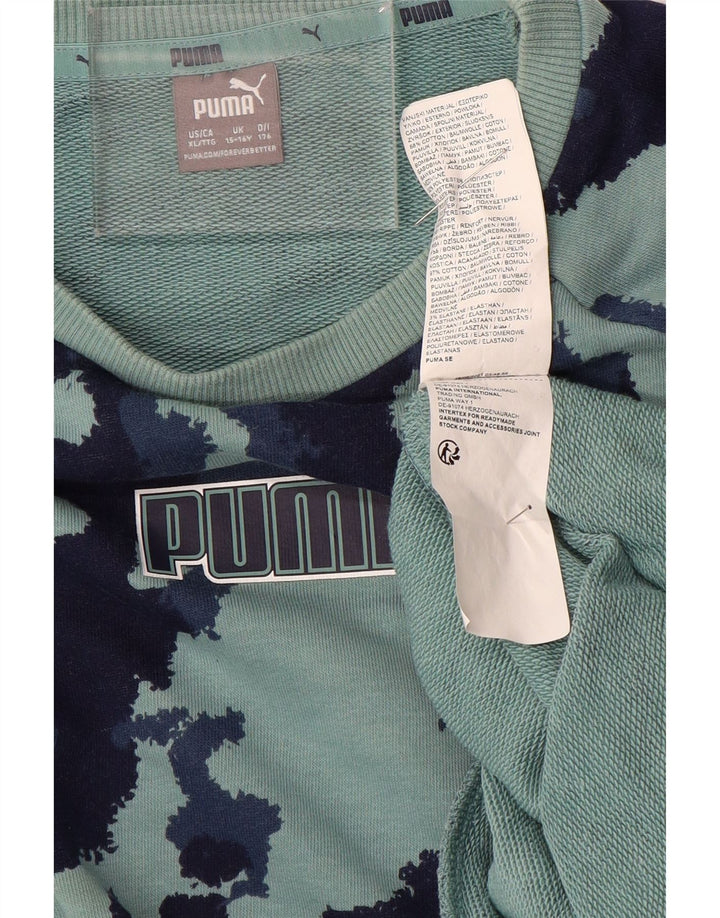 Pulover pentru băieți PUMA 15-16 ani, turcoaz, camuflaj, poliester