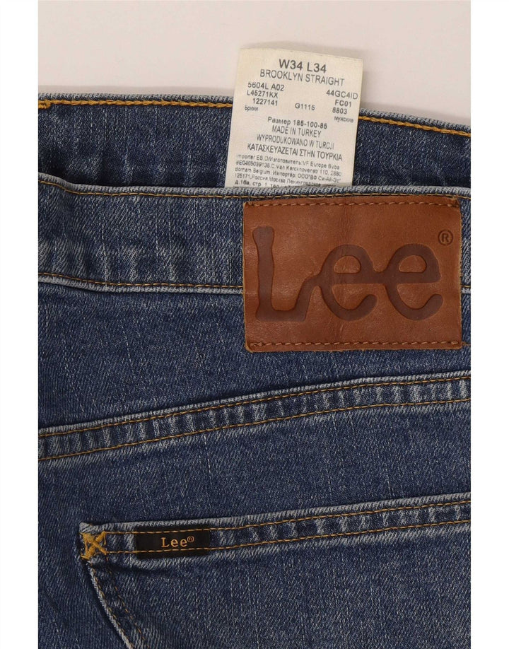 Blugi Lee Brooklyn Straight pentru bărbați W34 L30, bumbac albastru