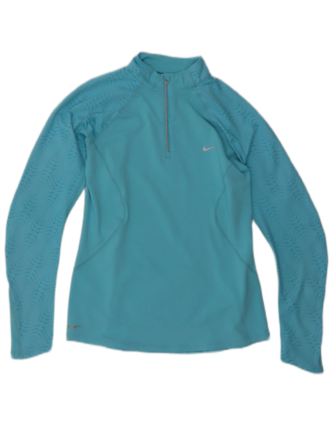 Top de trening NIKE pentru femei, cu fermoar și gât, cu pulover, Marea Britanie 12/14, albastru mediu geometric