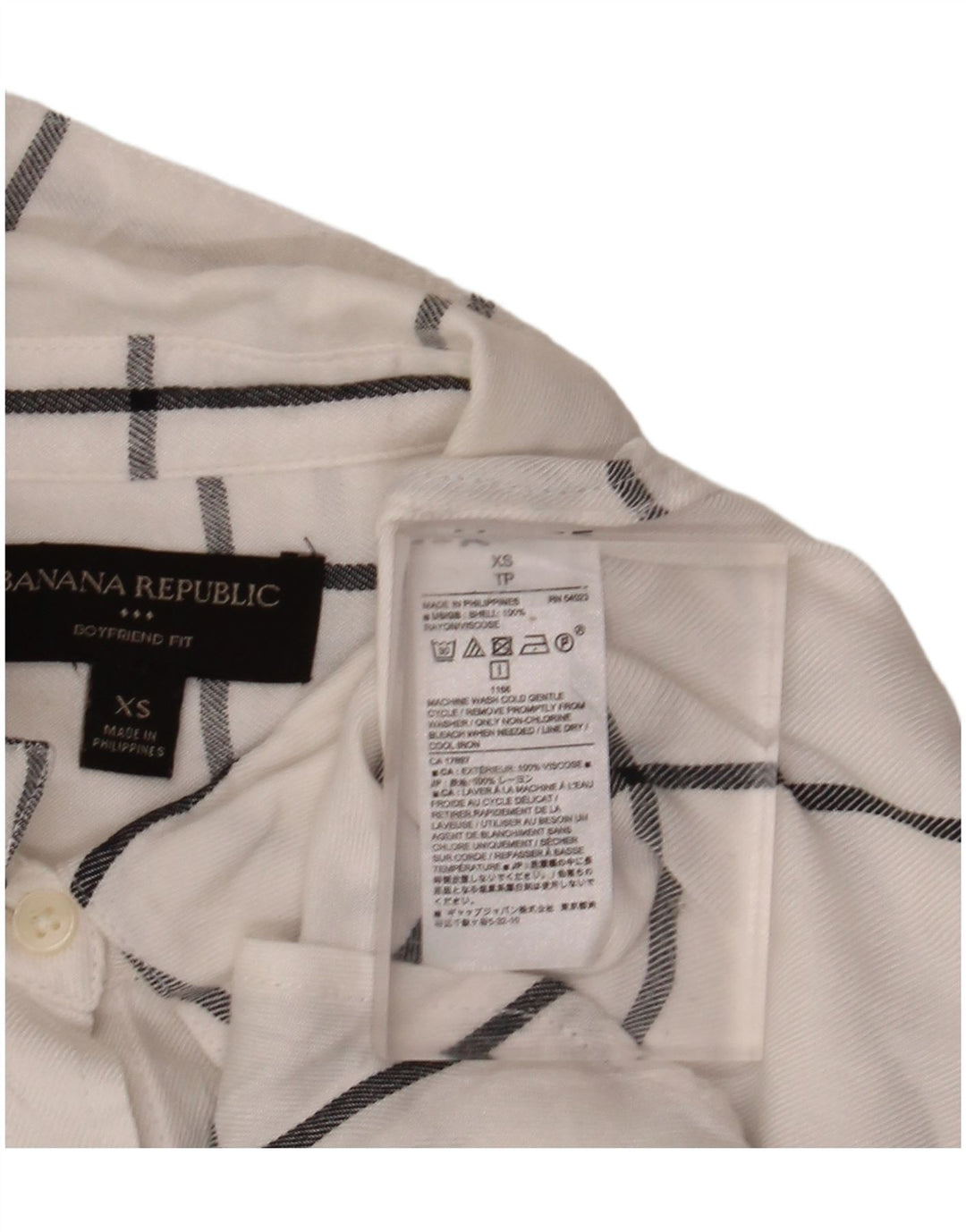 BANANA REPUBLIC Cămașă de flanel pentru femei Boyfriend Fit UK 6 XS White Check