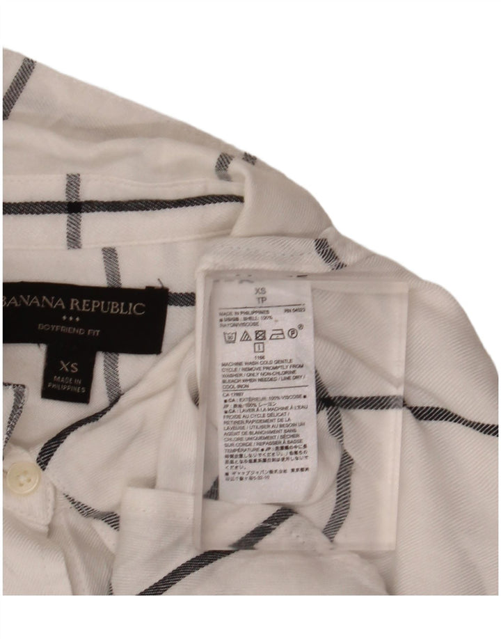 BANANA REPUBLIC Cămașă de flanel pentru femei Boyfriend Fit UK 6 XS White Check