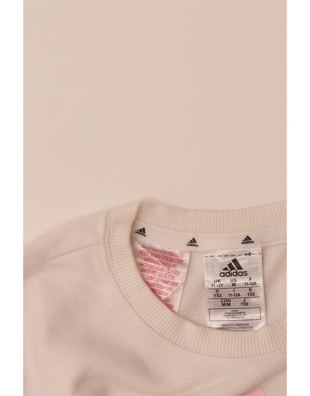 ADIDAS Fete Pulover Grafic Pulover 11-12 Ani Bumbac Alb