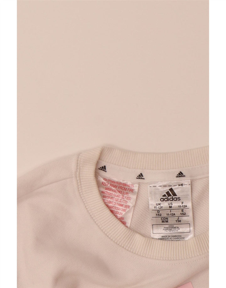 ADIDAS Fete Pulover Grafic Pulover 11-12 Ani Bumbac Alb
