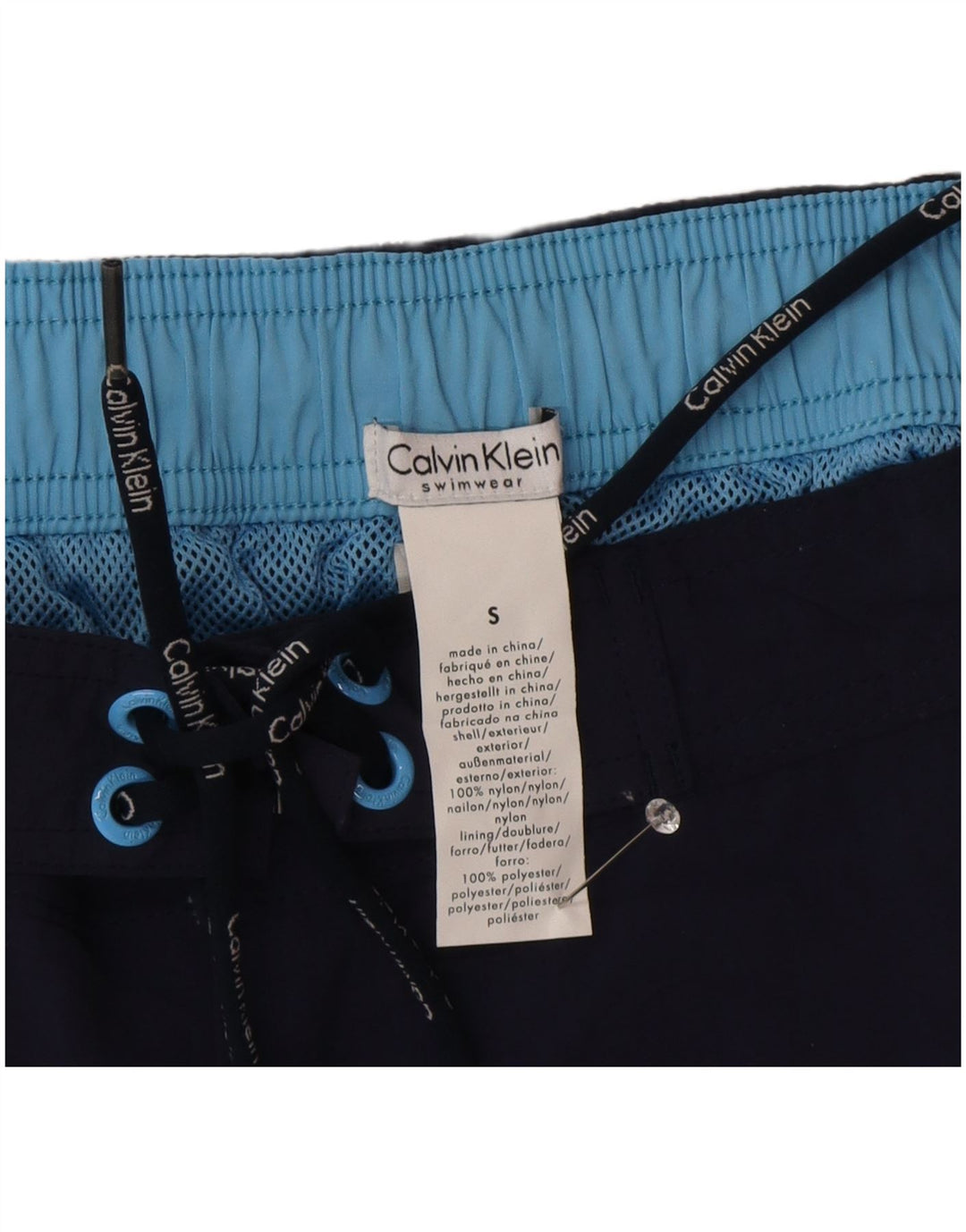 Pantaloni scurți de înot grafic Calvin Klein pentru bărbați, nailon mici, albastru