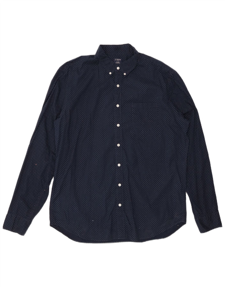 Cămașă înaltă pentru bărbați J. CREW, bumbac cu pete, XL bleumarin