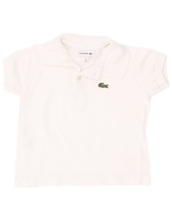 Tricou polo Lacoste pentru bebelusi baieti 9-12 luni bumbac alb