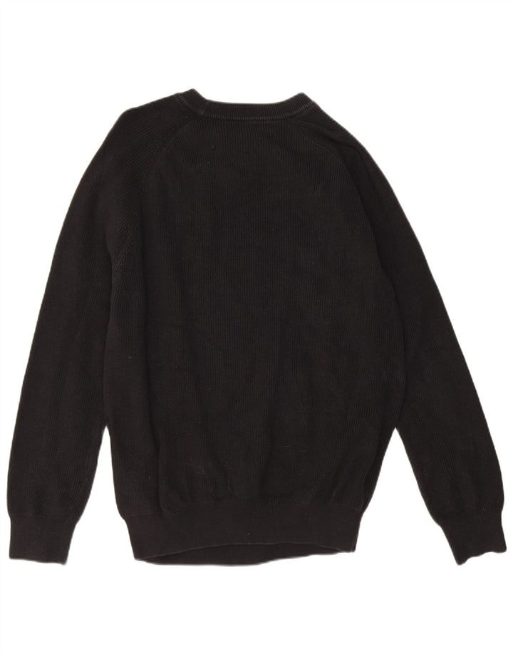 Pulover pentru bărbați Zara, cu gât de barcă, mare, negru, bumbac