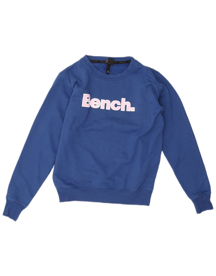 Pulover cu grafic pentru femei Bench UK 12 Bumbac albastru mediu