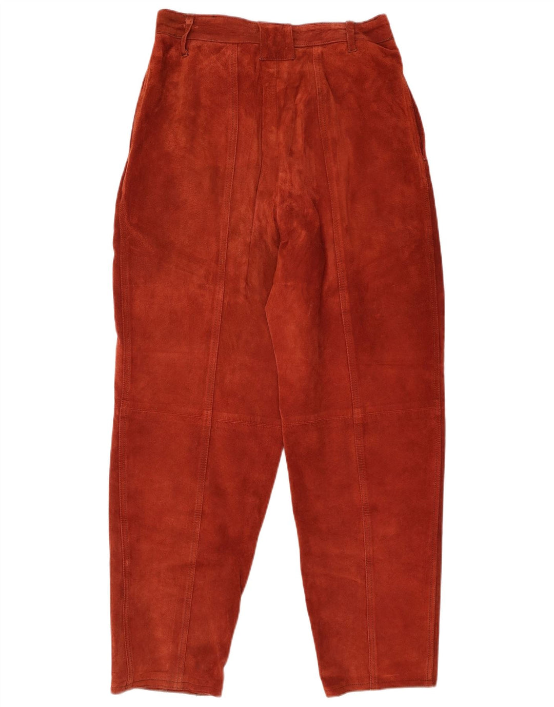 VINTAGE Pantaloni de piele intoarsa pentru femei cu talie inalta EU 4 Medium W26 L28 Burgundy